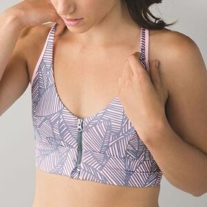 Lululemon Cool To Street Bra - Banana Leaf Blush Quartz Zip Up Sports Bra